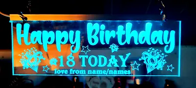 Happy Birthday LED Sign Banner 18th 21st 40th 50th 60th Party Sign • £21.99