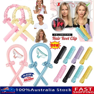 $4.99 • Buy Heatless Curling Rod Silk Curling Ribbon Hair Roller Lazy Curler Fluffy Clip Set