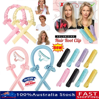 Heatless Curling Rod Silk Curling Ribbon Hair Roller Lazy Curler Fluffy Clip Set • $4.99