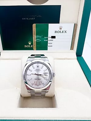 Rolex 116300 Datejust II 41mm Silver Dial Stainless Steel Box Paper 2016 • $8495