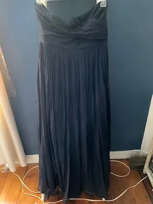 J.Crew Wedding - Arabelle Long Strapless Dress Gown Silk Chiffon #41367 Navy 12  • $45