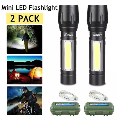 2X 1200000LM 3 Modes Tactical LED Flashlight 2-in-1 Mini Zoomable Torch Light • $9.79