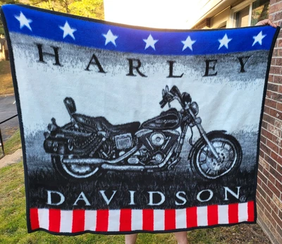 $24.99 • Buy Biederlack Harley Davidson Stars Stripes USA Fleece Blanket 54.5”x50.5”