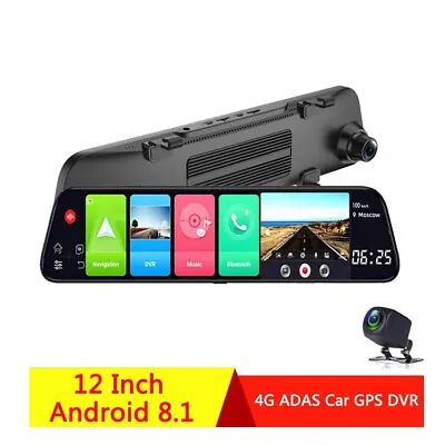 4G Android 8.1 Car DVR ADAS Remote Monitor Rear View Mirror GPS WIFI Dash Camera • $149.25