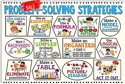 Problem Solving Strategies Poster Math Poster For Classroom Teacher Kidroom • $20.50