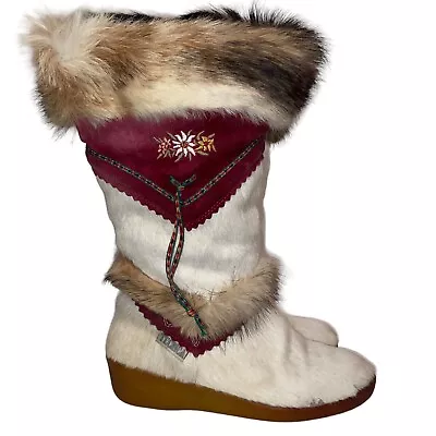 Vintage Tecnica Apres Ski Goat Fur Winter Boots Womens Size 7.5/40 Italy Skandia • $98.90