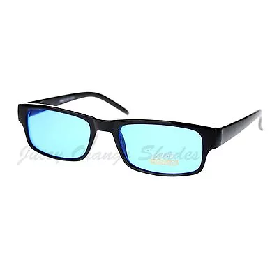 Black Rectangle Frame Color Lens Sunglasses Spring Hinge • $11.95