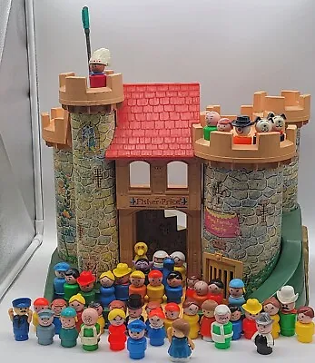 Vintage Fisher Price Little People Family Castle 1974 & 48 Little People • $89.99