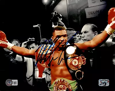 Mike Tyson Autographed 8x10 Photo Boxing Championship Belts Signed Beckett BAS • $62.89