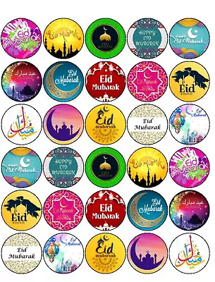 30 X PRE-CUT EID MUBARAK FAIRY CUPCAKE CAKE EDIBLE RICE WAFER PAPER TOPPERS • £2.95