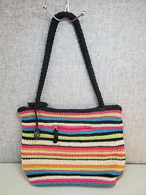 The Sake Multicolor Striped Woven Shoulder Bag • $15.99