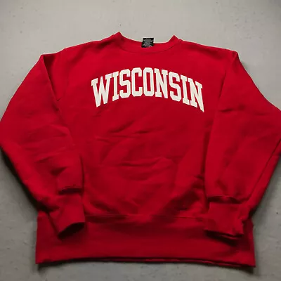 $18.74 • Buy VINTAGE Wisconsin Badgers Sweatshirt Mens Small Red White Spell Crewneck NCAA