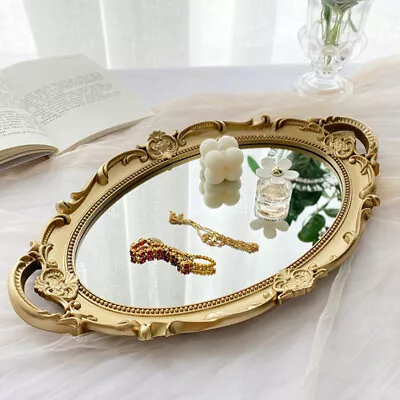 Decorative Tray Mirror Glass Vanity Jewellery Perfume Tray Candle Holder Plate • £7.94