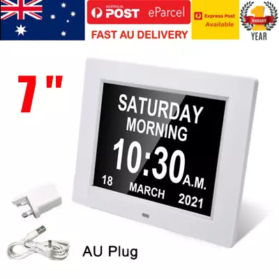 7/8'' LED Dementia Digital Calendar Clock Alarm Day/Week/Month/Year Extra Large • $42.90