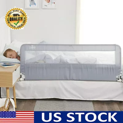 54'' Bed Rails Baby Children Toddler Kid Extra Long Hideaway Bedrail Gray Steel • $59.51