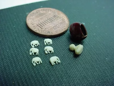 Vintage Lucky Seed Bean With 6 Tiny Carved Elephants Inside • $13.50