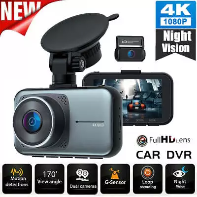 TOGUARD 4K Dual Lens Dash Cam 4K +1080P Car Driving Recorder Camera Night Vision • $99.29