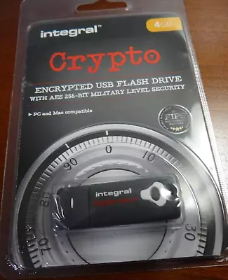 4GB Integral Crypto USB Flash Drive With AES 256-bit Military Level Security • $13.99