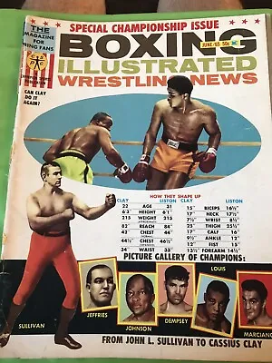 June 1965 Boxing Illustrated Wrestling News - Cassius Clay Marciano Cover Rip • $8