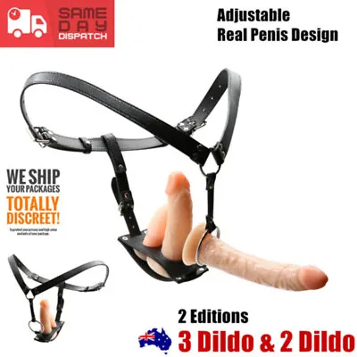 BDSM Strap On Dildo Harness Kit Realistic Dong Penis Lesbian Couples Sex Toy • $39.95