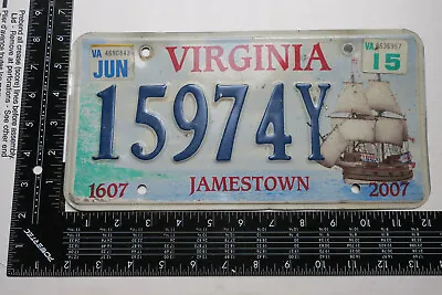 2015 15 Virginia Va Jamestown Graphic License Plate Ship Boat #15974y - Nice • $47.24