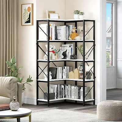 5-Tier Freestanding Corner Shelf Large Etagere Bookcase Bookshelf Display Rack • $108.99