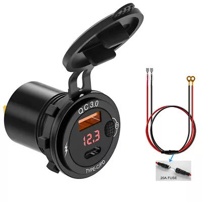 Dual USB QC3.0 Port Car Charger Power Outlet Adapte 12V-24V Voltmeter 60CM Line • $17.90