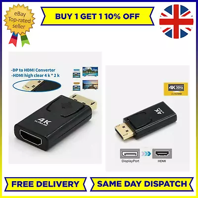 Display Port DP Male To HDMI Female Adapter Converter For 4K HD 1080P HDTV PC UK • £4.37