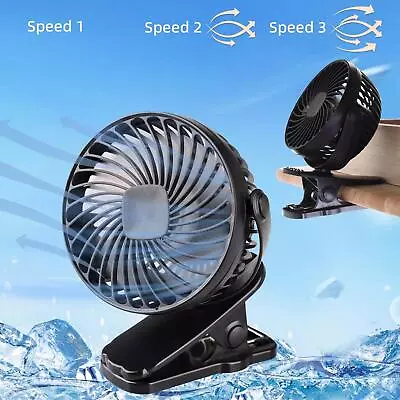 3 Speeds USB Rechargeable Mini Cooling Fan Clip On Desk Baby Stroller Portable • $13.97