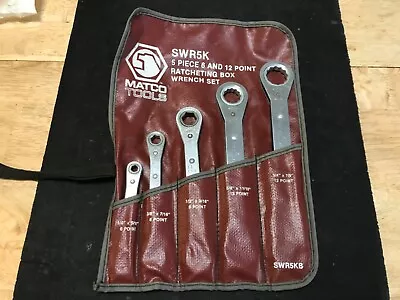 5 Pc. Matco Tools 6 & 12 Pt. Ratcheting Box 1/4  - 7/8  Wrench Set SWR5K W/ Bag • $149.99