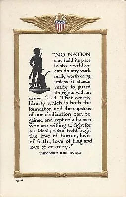 VOLLAND Patriotic Silhouette ~ Minute Man Theodore Roosevelt Quote Eagle Gilt • $7.60