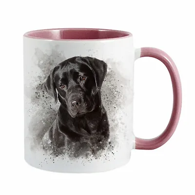 LABRADOR PINK WATERCOLOUR ART MUG -11OZ - A Great Gift Or Treat! • £8.99