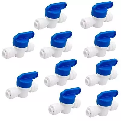 1/4  OD Tubing Hose Pipe Use Inline Shut Off Ball Valve Plastic Fittings 10-Pcs • $15.66