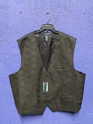 Size 4XLT Perry Ellis Mens Suit Vest Black Jacquard Stretch Fit 4EHV7602PS 010 • $27.89