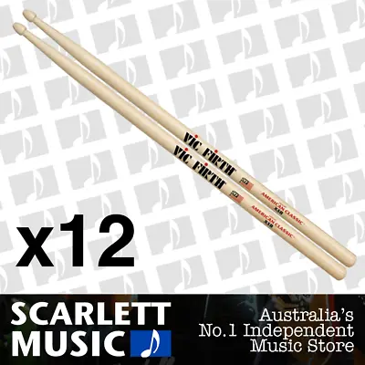 $219 • Buy 12x Vic Firth American Classic Extreme X5B Wood Tip Drumsticks ( 5B Sticks )