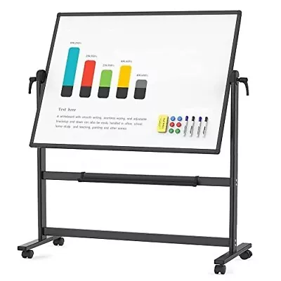 VIZ-PRO Double-Sided Dry Erase Board Mobile Whiteboard 48  X 36  Black Frame • $151.90