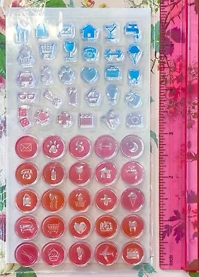 NEW!  ICON EMOJI PLANNER Clear Stamps RECOLLECTIONS  Plane House Paw Dice Glass • $7.99