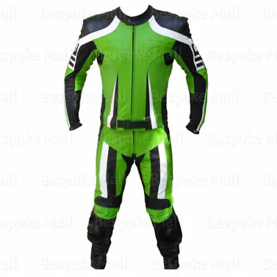 New Mens Green Motorcycle  Racing Cowhide Leather Two Piece Suit Safety Pads-464 • $347.99
