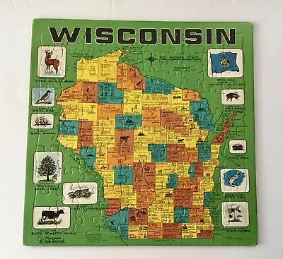 Vintage Puzzlin Wisconsin Puzzle State Map 1987 16  Austin Peirce • $19.99