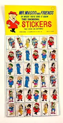 Vtg 1979 Mr. Magoo Puffy 3d Stickers Advertising Store Display Poster NICE Nos • $49.99