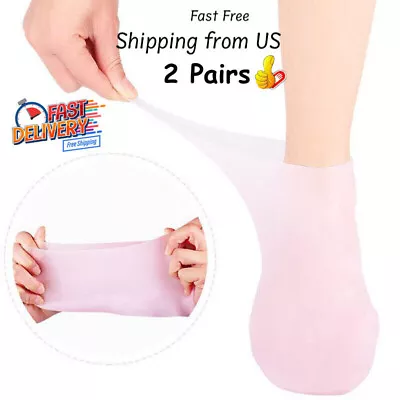 2 Pair Full Length Silicone Gel Moisturizing Socks Foot Care Protector Free Ship • $8.99