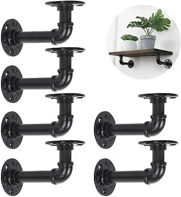 6 Pack Shelf Bracket Industrial Iron Pipe Shelf Bracket For DIY Floating Shelf • $19.49