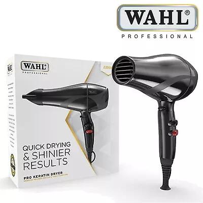 Wahl ZY085 Pro Keratin 2200W Hair Dryer Black With Tourmaline Coated Grille • £53.99