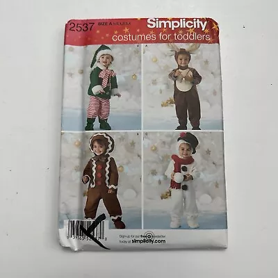 Simplicity Costume Pattern 2537 Toddler Holiday Elf Snowman Reindeer Uncut • $7.99