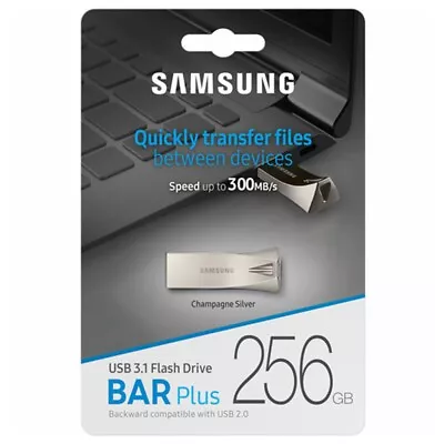 USB 3.1 Flash Drive 256GB Samsung Bar Plus USB Drive Memory Stick Silver 300Mb/s • $79.95