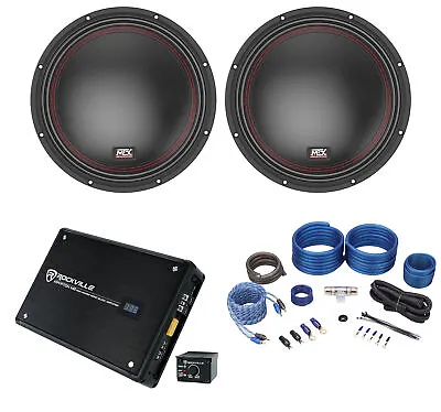 (2) MTX 5510-44 10  1600w DVC 4-ohm Car Audio Subwoofers+Mono Amplifier+Amp Kit • $389.85