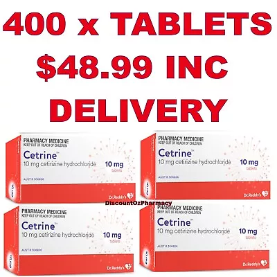 400x Cetrizine Hydochloride 10mg Cetrelief ZYRTEC Generic Hayfever  Allergy • $48.99