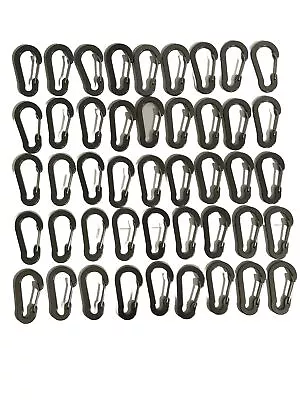 50 Mini Gray Carabiners Camping Spring Clip Hook Keychain Key Ring Hiking Small • $19.99