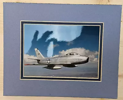 F-86 Sabre In Flight Korean War Era Fighter Jet Photo W/Matting 4x6 Blue Mat • $10.99