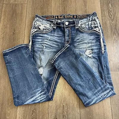 Rock Revival Bradley Slim Straight Jeans Men’s  38 X 30 Distressed • $99.99